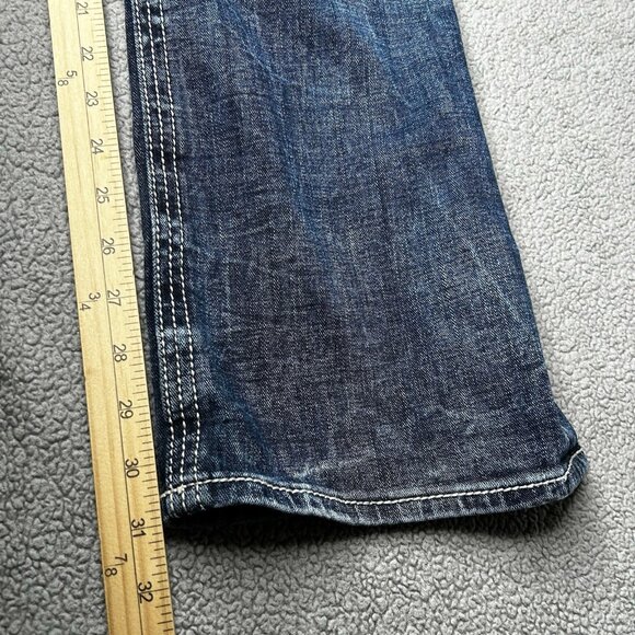 Salvage Mayhem Jeans Mens 32x31 Blue Bootcut Contrast Thick Stitch Buckle Y2K - Picture 13 of 14